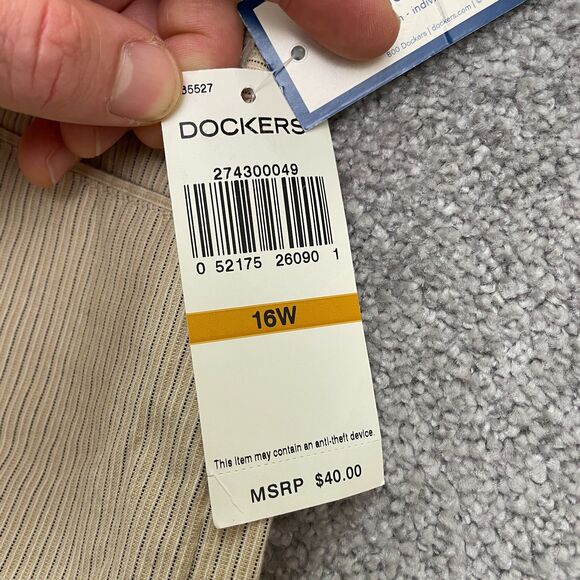 Dockers Metro Capri Caft Length Pants Womens 16W Brown Striped Stretch 38x23 NWT - Picture 7 of 16